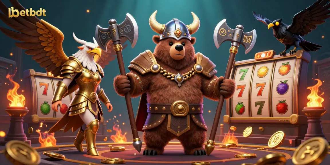 Experience thrilling slots with betbdt in a vibrant Viking dreamscape, showcasing action and adventure.