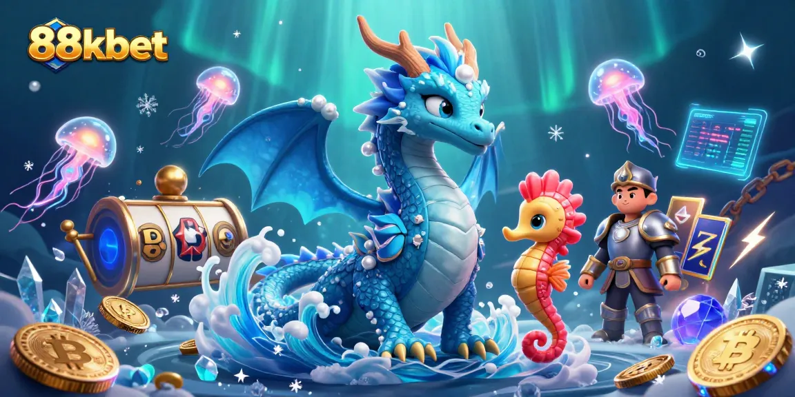 Experience the thrill of 88kbet's dynamic gaming with vibrant casino elements and characters.