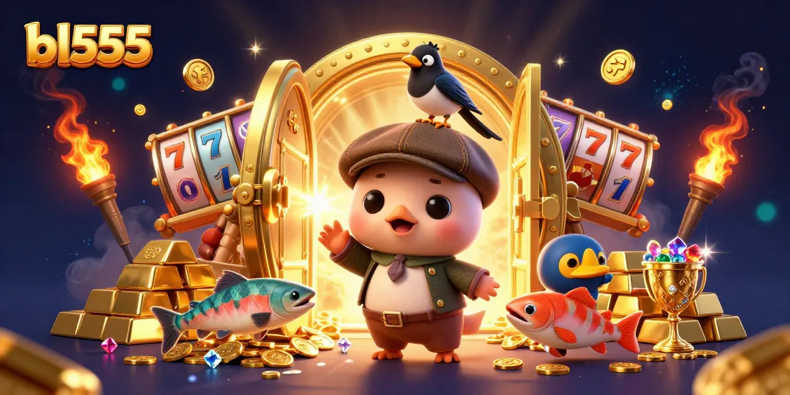 Experience thrilling wins with bl555 in this vibrant 3D casino scene, boasting dynamic game elements.