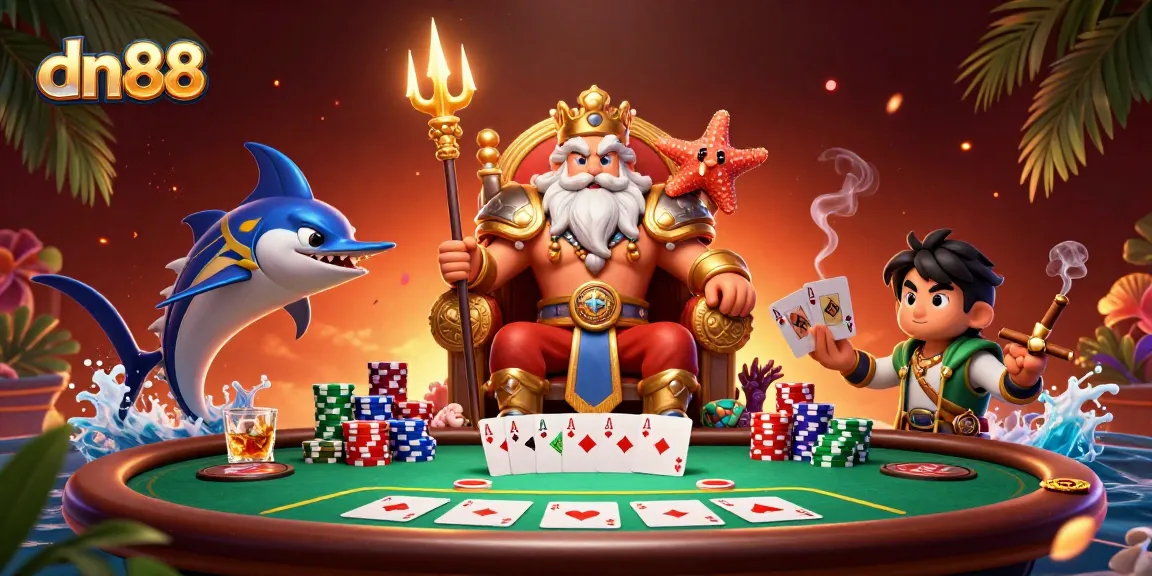 Experience thrilling gameplay at dn88 with colorful poker elements and energetic characters in a dynamic scene.