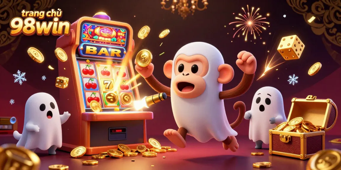 Experience excitement at trang chủ 98win - vibrant casino scene with animated characters and jackpot visuals.