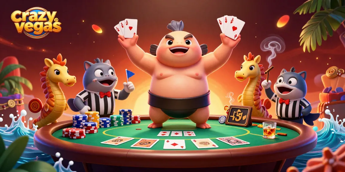 Experience the thrill of crazyvegas with a vibrant poker scene featuring unique characters.